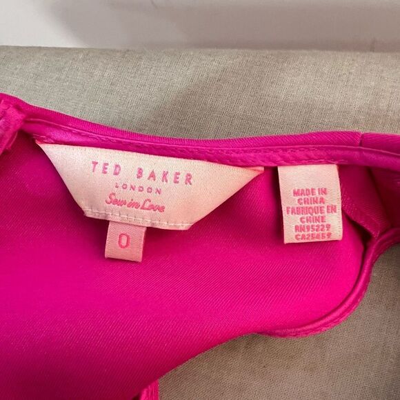 Ted Baker hot pink scuba sleeveless fit & flare mini dress ted size 0 or US 2 - Picture 7 of 10